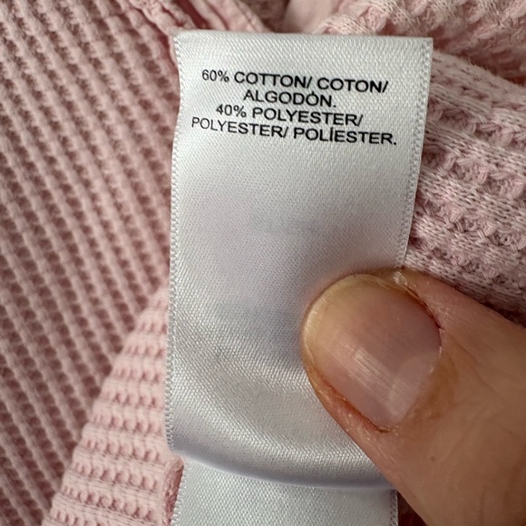 Lucky Brand Pink Waffle Knit Henley Raw Hem - Picture 7 of 10